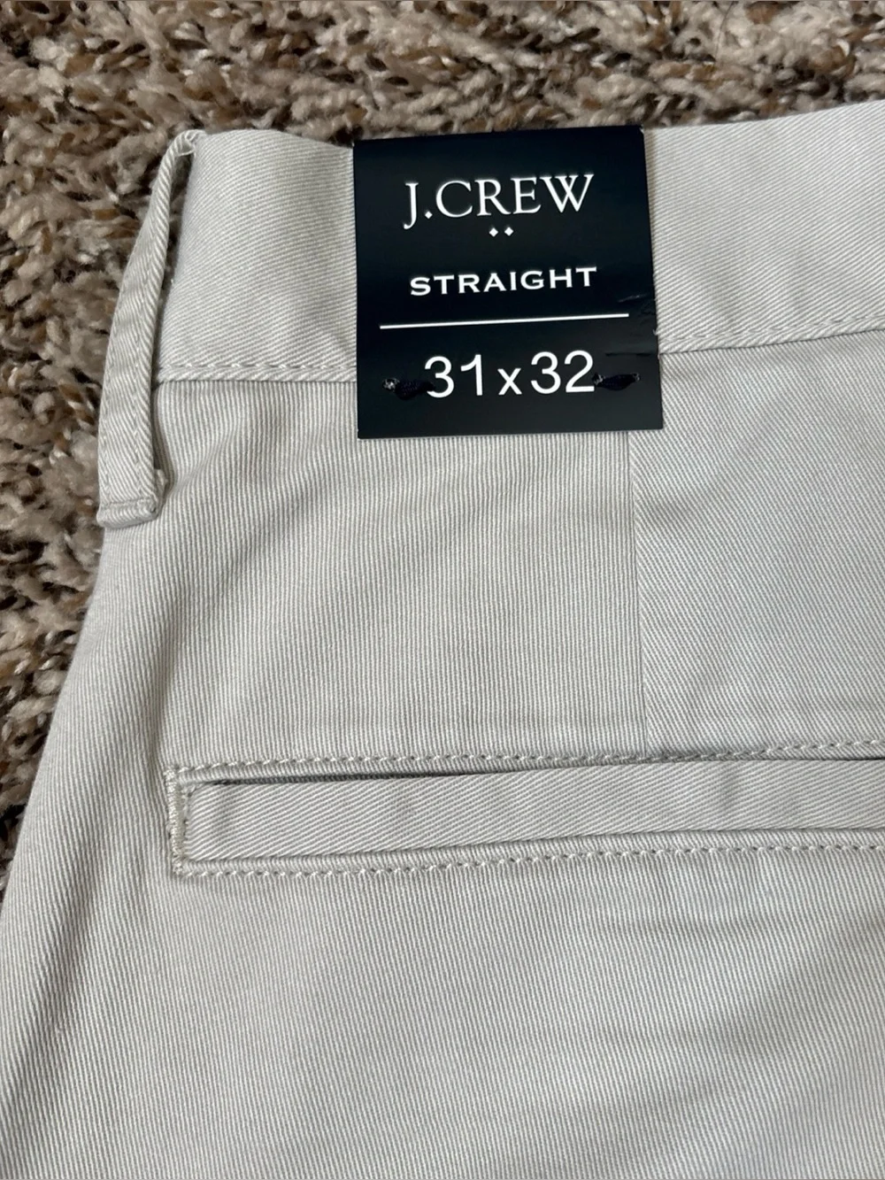 J. Crew Flex Men's Straight Fit Chino Pants, Light Gray 31x32, NWT